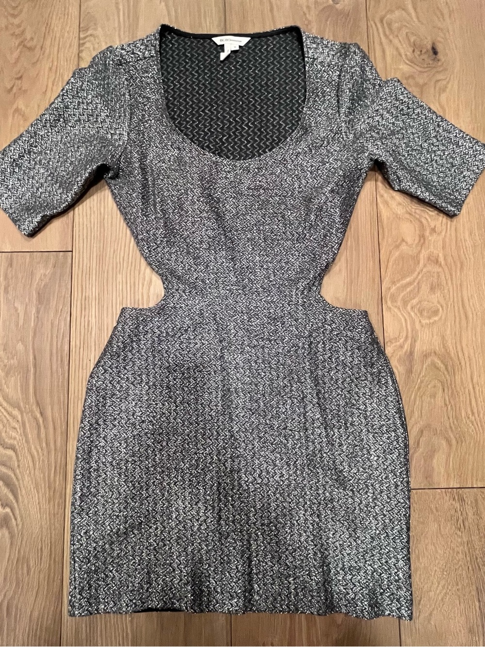 Textured Gray Cutout Women’s Dress